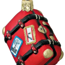 Inge Glass Lucky Red Suitcase Ornament Christmas