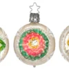 Inge Glass Floral Reflector 2" Ball Ornament Set With Vintage Patina Christmas 2 Inge Glass Floral Reflector 2" Ball Ornament Set With Vintage Patina Christmas