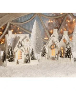 Bethany Lowe Large Ivory Cottages - Putz Houses 4 Bethany Lowe Large Ivory Cottages - Putz Houses