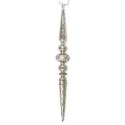 Bethany Lowe Antique Silver Glass Icicle Finial Ornament - 13.5"