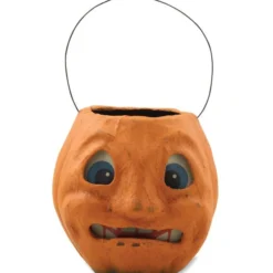 Bethany Lowe Scary Vintage Pumpkin Bucket - Paper Mache