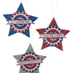 Bethany Lowe Americana Glitter Star Ornaments