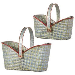 Raz Country Metal Baskets With Weave Pattern