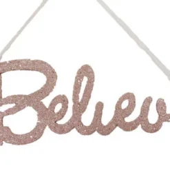 TheHolidayBarn.com New! Glittered Believe Ornament, Rose Gold