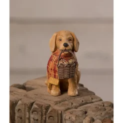 Bethany Lowe New! Fall Pup With Scarf & Apple Basket