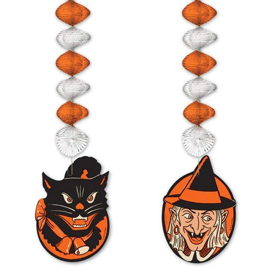 Beistle Witch & Cat Danglers 3 Beistle Witch & Cat Danglers