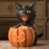 Bethany Lowe Cat's Got Your Pumpkin, Paper Mache 1 Bethany Lowe Cat's Got Your Pumpkin, Paper Mache