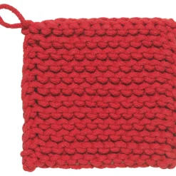 TheHolidayBarn.com New! Chunky Knit Cotton Potholders, Red