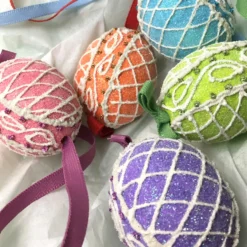 TheHolidayBarn.com New! Blue Sugar Lattice Egg Ornament