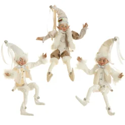 Raz Winter White Posable Elves, 16" 5 Raz Winter White Posable Elves, 16