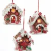 Kurt Adler Gingerbread Cottage Ornaments With Lights New! 2 Kurt Adler Gingerbread Cottage Ornaments With Lights New!