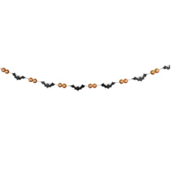 Bethany Lowe Glittered Bat & Orange Ball Garland New!