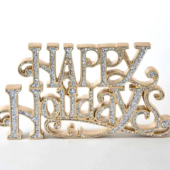 Katherine's Collection New! Happy Holidays Tabletop Sign, Gold & Silver