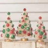 Bethany Lowe New! Jolly Bottle Brush Trees With Red And Green Balls