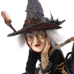 Katherine's Collection Winona Witch With Broom And Cat