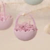 Bethany Lowe New! Lavender Cracked Egg Basket Ornaments, Set Of 6