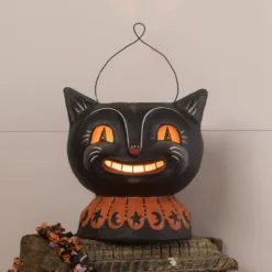 Bethany Lowe New! Magic Catty Jack Lantern, Paper Mache