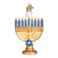 Old World Christmas Menorah Glass Ornament