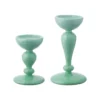 Raz Green Milk Glass Pillar Candle Holders