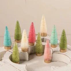 Bethany Lowe Mini Pastel Bottle Brush Trees New!