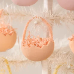 Bethany Lowe New! Orange Cracked Egg Basket Ornaments, Set Of 6