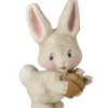 Bethany Lowe Paper Mache Bunny With Flowers New!