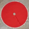 Ragon House Red Tree Skirt With White Pom Poms, 50" 1 Ragon House Red Tree Skirt With White Pom Poms, 50"