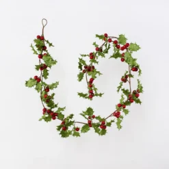 One Hundred 80 Degrees Retro Glittered Holly Garland