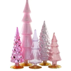 Cody Foster Rose Pink Candy Glass Trees, Large New!