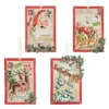 Raz Vintage Santa & Reindeer Post Card Ornaments