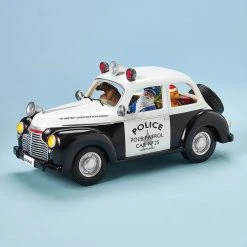 The Holiday Barn Santa Driving A Police Car Music Box