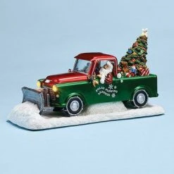 The Holiday Barn Santa's Plow Truck Music Box
