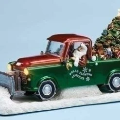 The Holiday Barn Santa's Plow Truck Music Box