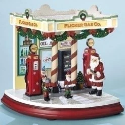 The Holiday Barn Santa's Retro Gas Station Music Box Christmas Music Boxes