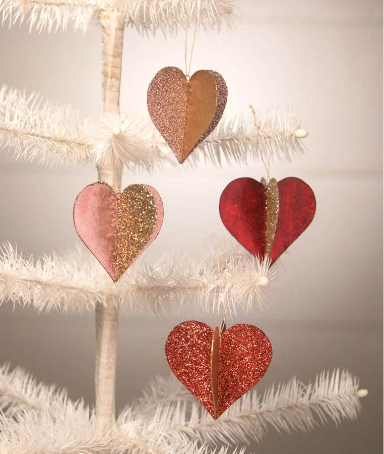 Bethany Lowe Sweet Heart Glitter And Foil Ornaments 3 Bethany Lowe Sweet Heart Glitter And Foil Ornaments