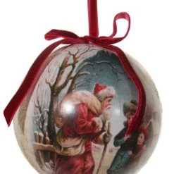 ShiShi Victorian Christmas Decoupage Ball Ornament, Bringing Gifts