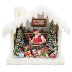 Seasons Of Cannon Falls Christmas Vintage Santa House Shadowbox With LED Light