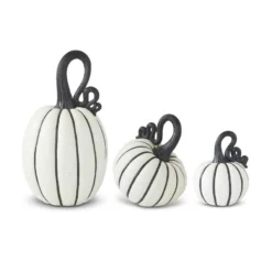 TheHolidayBarn.com Black & White Striped Pumpkins New!