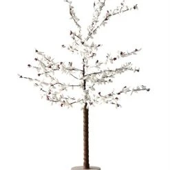 Creative Co-Op Winter White Felt Tree With Red Beads Christmas