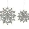 Creative Co-Op Large Silver Glass Glitter Snowflakes